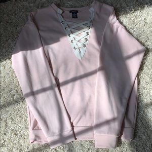 pullover sweater with crossed up front